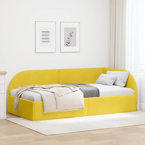 vidaXL Κρεβάτι Γωνίας με κεφαλάρι Κίτρινο 90 x 200 cm Βελούδο