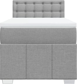 vidaXL Κρεβάτι Boxspring με Στρώμα Ανοιχτό Γκρι 90x190 εκ. Υφασμάτινο