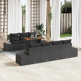 vidaXL Σετ Καναπέ Κήπου με αποθήκευση 8 pcs Μαύρο Πολυ ράταν