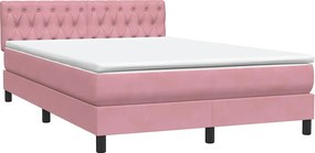 vidaXL Box Spring κρεβάτι με στρώμα ροζ 160x220 cm Βελούδινο