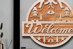 Σετ των 2 Intra απο ξύλο plywood 3mm-4mm πάχος - Χριστουγεννιάτικο σημάδι καλωσορίσματος Laser Cut Δίασταση 15x15 cm INTRAFABR-76206799