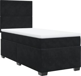 vidaXL Κρεβάτι Boxspring με Στρώμα Μαύρο 90x200 εκ. Βελούδινο