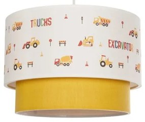 EXCAVATOR 204-0005 Παιδικό Κρεμαστό Φωτιστικό Φιγούρα Μονόφωτο 1 x E27 IP20 Λευκό & Κίτρινο Ύφασμα-Μ30 x Π30 x Υ70cm Globostar-2 204-0005