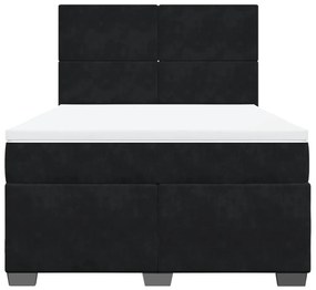 Κρεβάτι Boxspring με Στρώμα Μαύρο 140x190 εκ. Βελούδινο - Μαύρο