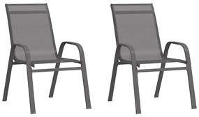 Καρέκλες Κήπου Στοιβαζόμενες 2 τεμ. Γκρι από Ύφασμα Textilene