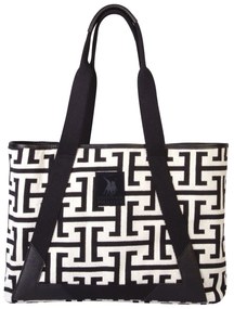 Τσάντα Θαλάσσης Polycotton 35x12x42εκ. Essential 3838 Μαύρη-Εκρού Greenwich Polo