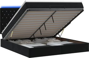 vidaXL Κρεβάτι Ottoman με Στρώμα και LED Μαύρο 180 x 200 cm Βελούδο