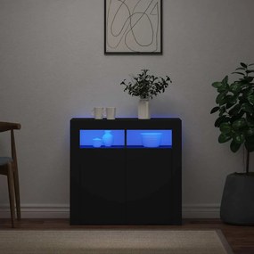vidaXL Ντουλάπι με LED Μαύρο 80 x 35 x 75 εκ.