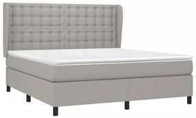 vidaXL Κρεβάτι Boxspring με Στρώμα Ανοιχτό Γκρι 180x200 εκ. Υφασμάτινο