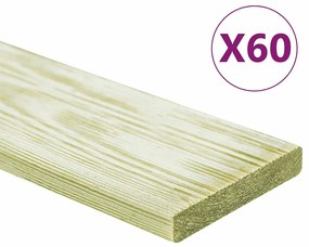vidaXL Σανίδες Deck 60 τεμ. 7,2 μ² 1 μ. Εμποτισμένο Μασίφ Ξύλο Πεύκου
