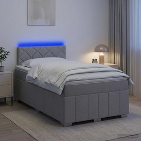 vidaXL Κρεβάτι box spring με στρώμα Ανοιχτό γκρι 120 x 190 cm Ύφασμα