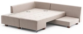 Γωνιακός καναπές κρεβάτι PWF-0517 pakoworld δεξιά γωνία ύφασμα κρεμ-καρυδί 282x206x85εκ - Ύφασμα - 071-001159
