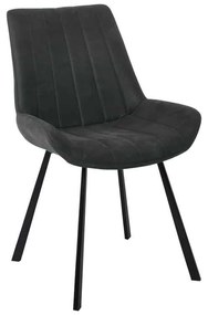 Καρέκλα Μεταλλική MATT Μαύρη/Ύφασμα Suede Ανθρακί 55x61x88cm (Σετ 4 ΤΕΜ)