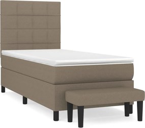 vidaXL Κρεβάτι Boxspring με Στρώμα Taupe 90x200 εκ. Υφασμάτινο