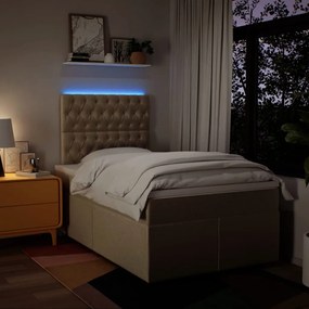vidaXL Κρεβάτι Boxspring με Στρώμα Κρεμ 120x190 εκ. Υφασμάτινο