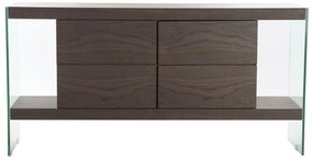 Σκευοθήκη DKD Home Decor   Καφέ Διαφανές Κρυστάλλινο Kαρυδιά Ξύλο MDF 160 x 45 x 80 cm