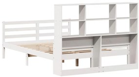 Κρεβάτι Βιβλιοθήκη Χωρίς Στρώμα 150x200 εκ Μασίφ Ξύλο Πεύκου - Λευκό