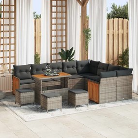 vidaXL Σετ Καναπέ Κήπου με μαξιλάρι 13 pcs Γκρι