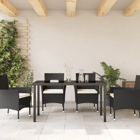 vidaXL Τραπέζι Κήπου Μαύρο 140x80x73 εκ Γυαλί Σαπιστής