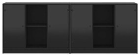 vidaXL Βιβλιοθήκη με Πόρτες Μαύρη 204x37x75 εκ. Επεξ. Ξύλο