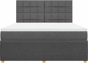 vidaXL Κρεβάτι Boxspring με Στρώμα Σκούρο Γκρι 180x200 εκ Υφασμάτιν