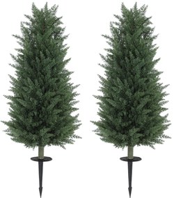 HOMCOM Σετ 2 Τεχνητών Φυτών, Τεχνητές Κυπαρίσσια με 831 Φύλλα το καθένα, Πολυχρηστικά, Πράσινο