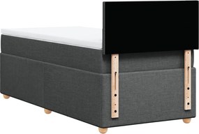 vidaXL Κρεβάτι Boxspring με Στρώμα Σκούρο Γκρι 90x200 εκ. Υφασμάτινο