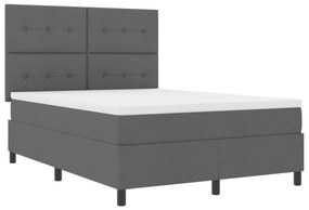 vidaXL Κρεβάτι Box Spring με Στρώμα Σκοτεινό Γκρι 160x200 cm Υφασμάτινο