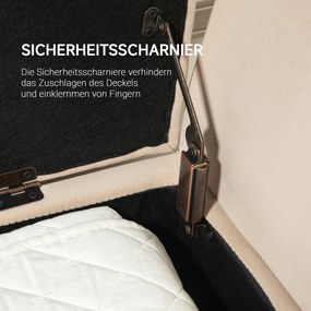 HOMCOM Βελούδινο Παγκάκι με Αποθηκευτικό Χώρο, Μπράτσα, Βελούδινο Πολυεστέρας, Καουτσούκ Ξύλο, 107 x 42 x 65 cm, Μπεζ