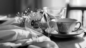 Σετ των 2 Intra Συλλεκτικό Ξύλινο Παζλ Plywood  4mm - Vintage σκηνή δείπνου Σε Ξύλινο Κουτί - Διαστάσεις: 10x10 cm – 25 κομμάτια