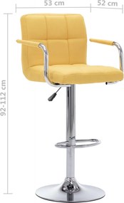 vidaXL Καρέκλα Μπαρ Κίτρινη Υφασμάτινη