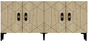 Μπουφές Cross 475OLV1772 150x35x75cm Oak-Anthracite Μοριοσανίδα, Μελαμίνη