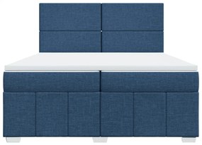 vidaXL Κρεβάτι Boxspring με Στρώμα Μπλε 200x200 εκ. Υφασμάτινο