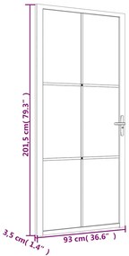 vidaXL Εσωτερική Πόρτα 93x201,5 εκ. Μαύρη ESG Γυαλί και Αλουμίνιο