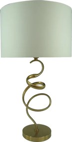 Επιτραπέζιο φωτιστικό Valou Inart Ε27 χρυσό αλουμινίου-λευκό ύφασμα Φ35x65εκ