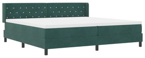 vidaXL κρεβάτι Box Spring με στρώμα  Σκούρο Πράσινο 200x200 εκ. Βελούδο