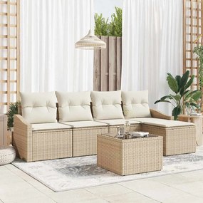 vidaXL Σέτ φαγητού για κήπο με μαξιλάρι 6 pcs Μπεζ, Κρέμα