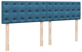 vidaXL Κρεβάτι Boxspring με Στρώμα Μπλε 200x200 εκ. Βελούδινο