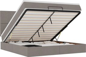 VidaXL Οθωμανικό κρεβάτι με στρώμα & LEDs Taupe 180x200cm ύφασμα