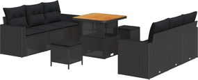 vidaXL Σετ Καναπέ Κήπου 9 τμχ. 6-Αριθμός καθισμάτων Μαύρο