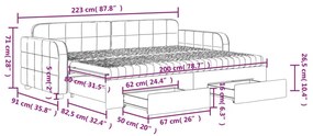 Καναπές Κρεβάτι Συρόμενος Κίτρινο 80x200εκ. Βελούδινος Συρτάρια - Κίτρινο