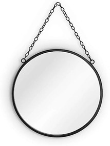 Καθρέπτης Τοίχου Στρογγυλός Sabine 1120102 Φ25,5cm Black Mirrors &amp; More Μέταλλο,Γυαλί