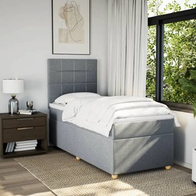 vidaXL Κρεβάτι Boxspring με Στρώμα Ανοιχτό Γκρι 80x200 εκ. Υφασμάτινο