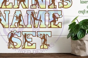 Σετ των 2 Intra απο ξύλο plywood 3mm-4mm πάχος – Αλφάβητο γραμμάτων παίκτριας τένις Δίασταση  20x20 cm INTRAFABR-93886893