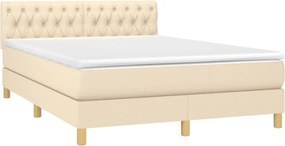vidaXL Κρεβάτι Boxspring με Στρώμα Κρεμ 140x200 εκ. Υφασμάτινο