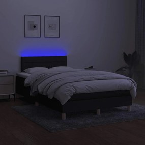 vidaXL Κρεβάτι Boxspring με Στρώμα &amp; LED Μαύρο 120x190 εκ. Υφασμάτινο