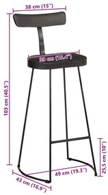 Bar Stools 2 τεμάχια Μαύρο 49x43x103 cm Στερεό ξύλο Mango 4013515