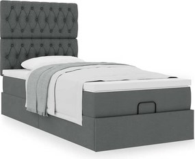 vidaXL Οθωμανικό κρεβάτι με στρώμα σκούρο γκρι 100x200cm ύφασμα