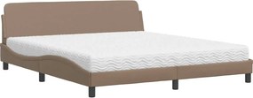 vidaXL Κρεβάτι με Στρώμα Dover Καπουτσίνο 180x200 εκ. Συνθ. Δέρμα