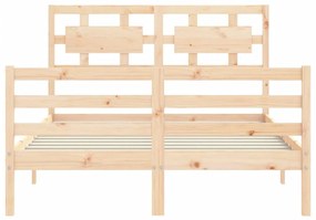 vidaXL Πλαίσιο Κρεβατιού με Κεφαλάρι 120x200 εκ. από Μασίφ Ξύλο